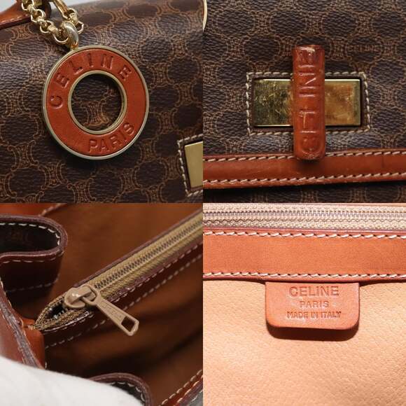 CELINE Macadam Canvas Hand Bag Pvc Leather Brown - Picture 11 of 13